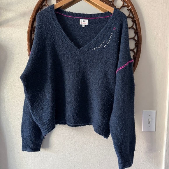 Sundry you had me at bonjour v neck sweater size 2 Medium - Picture 1 of 9
